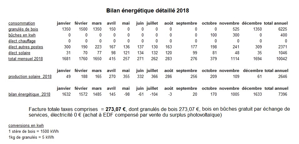 Bilan énergétique détaillé 2018